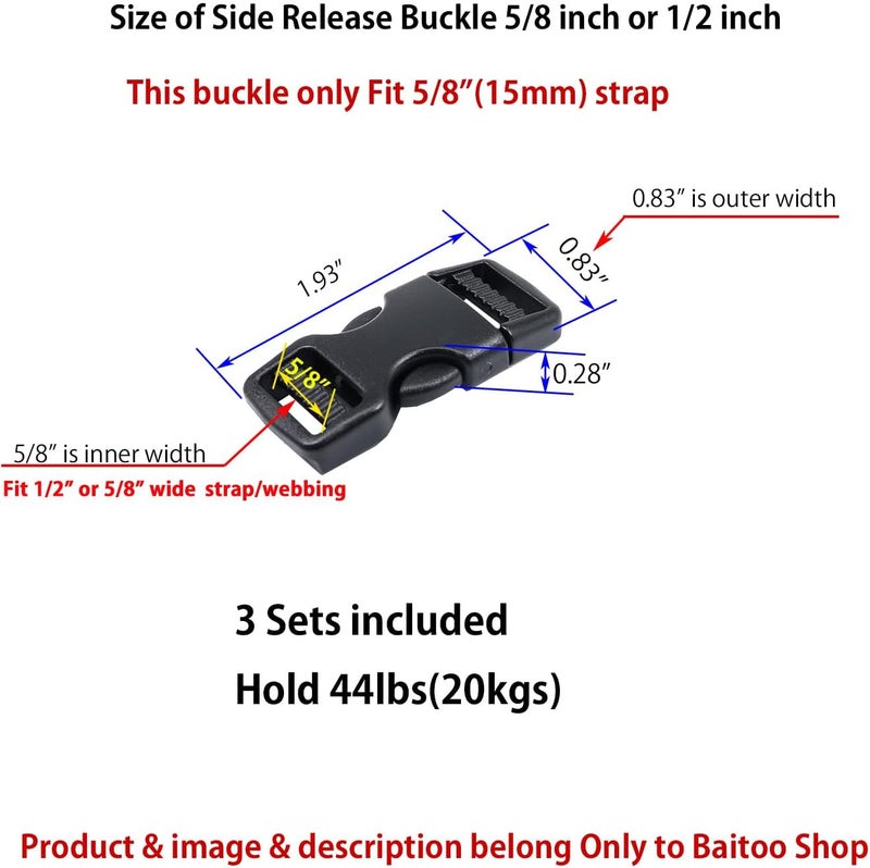 Baitoo Side Release Buckles Heavy Duty Plastic Buckle Snap Clips Clasps Backpack Buckle Replacement for Strap - Image 1